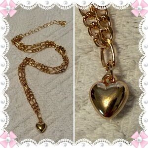 Necklace - small chunky heart charm - 18-20” gold tone - New! BOGO offer ⬇️